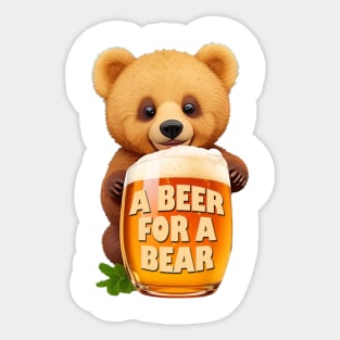 Cute Bear Cub and Beer Mug Sticker